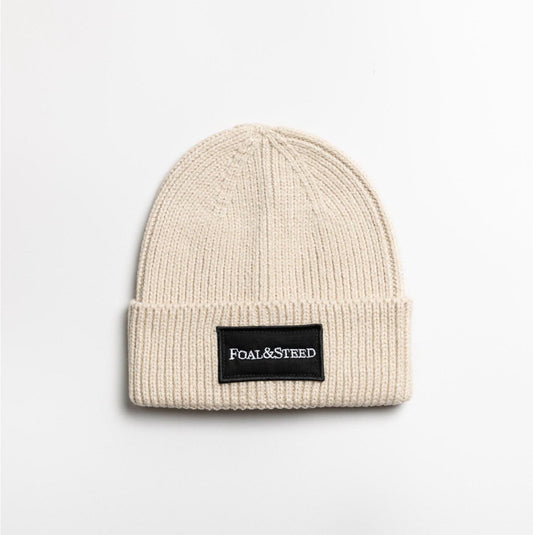 Oatmeal fashion patch beanie